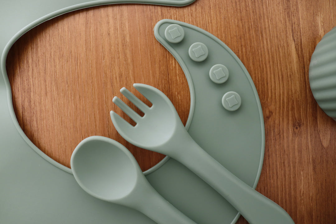 Mabel & Fox - Silicone Spoon & Fork Set - Sage - Mabel & Fox