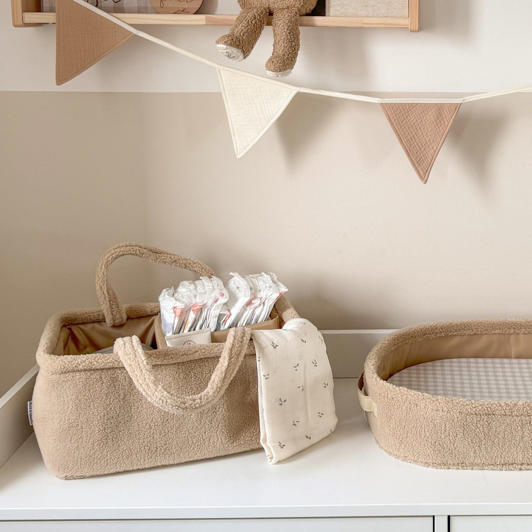 Mabel & Fox - Teddy Nappy Caddy - Biscuit - Mabel & Fox