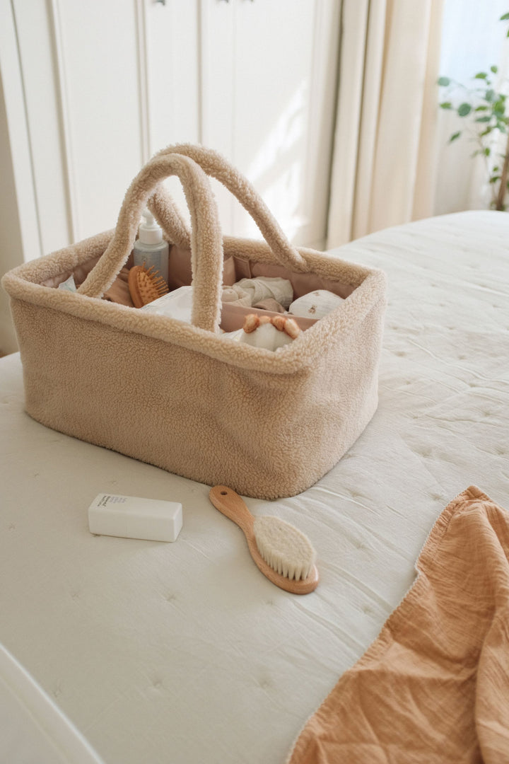 Mabel & Fox - Teddy Nappy Caddy - Oat *New Colour* - Mabel & Fox