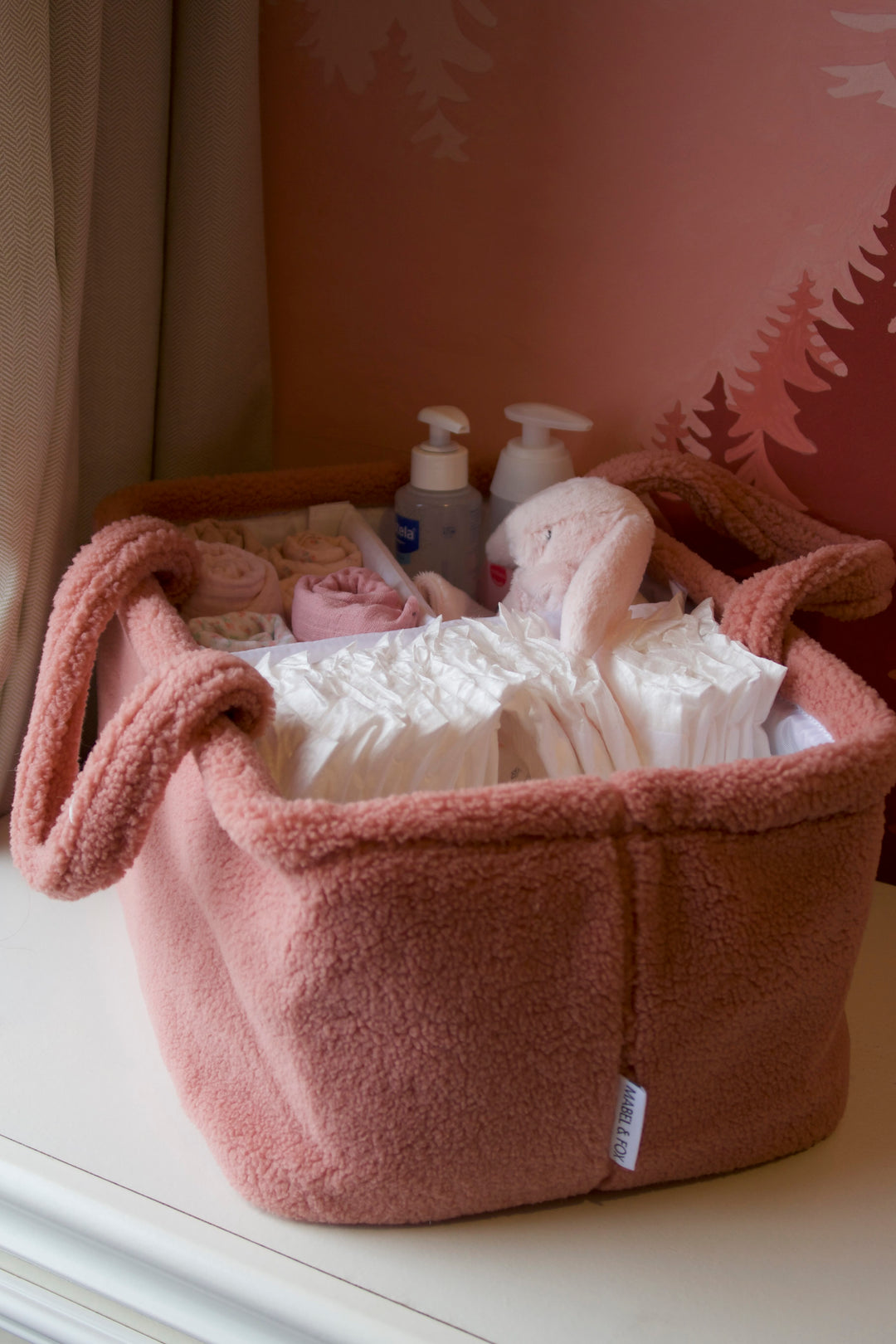 Mabel & Fox - Teddy Nappy Caddy - Rose Pink - Mabel & Fox