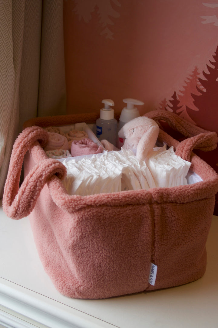 Mabel & Fox - Teddy Nappy Caddy - Rose Pink - Mabel & Fox