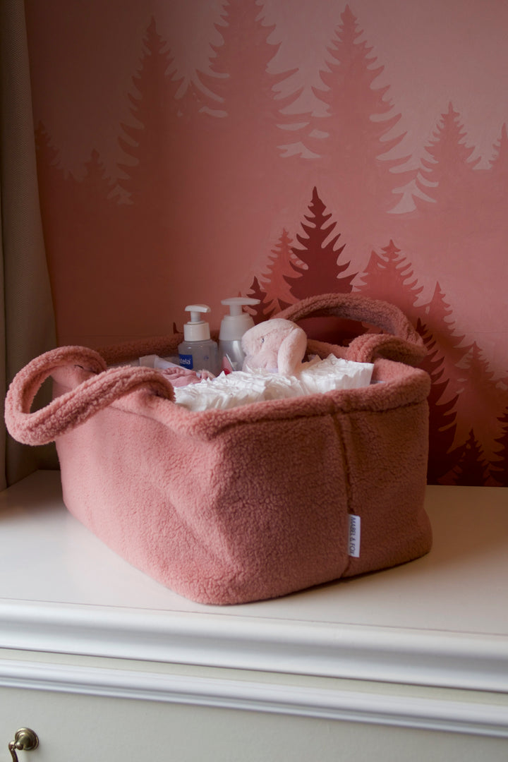 Mabel & Fox - Teddy Nappy Caddy - Rose Pink - Mabel & Fox