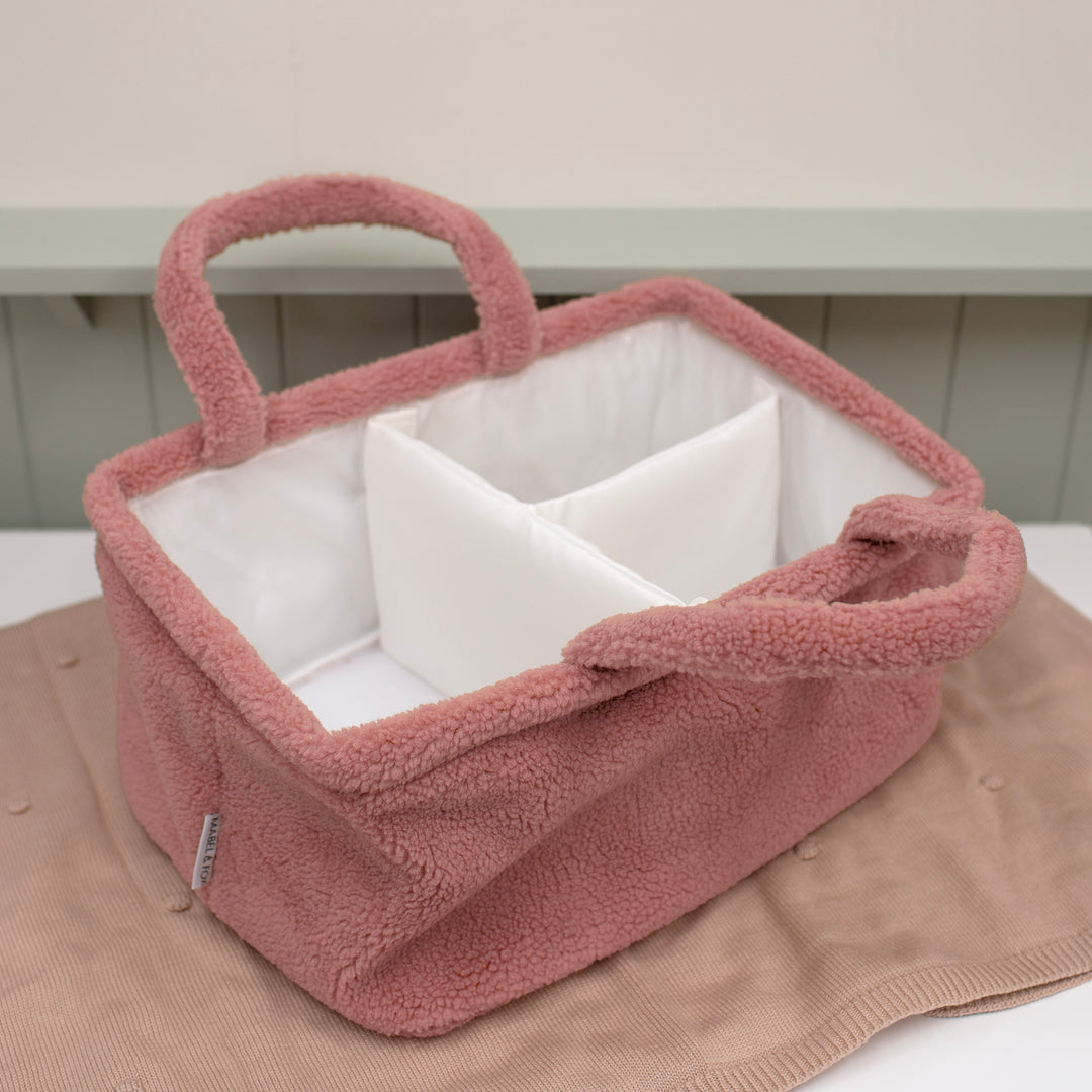 Mabel & Fox - Teddy Nappy Caddy - Rose Pink - Mabel & Fox