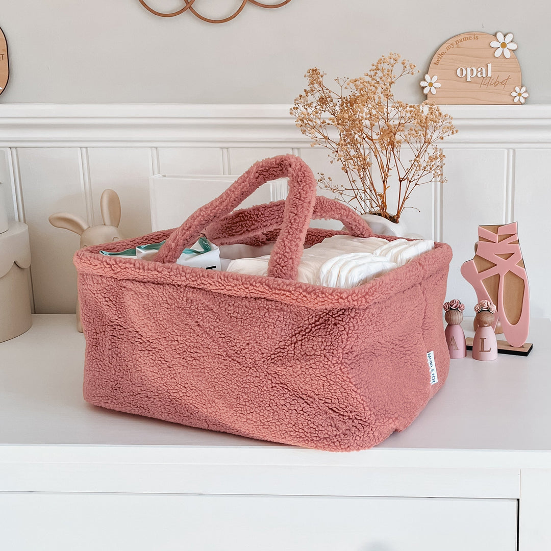 Mabel & Fox - Teddy Nappy Caddy - Rose Pink - Mabel & Fox