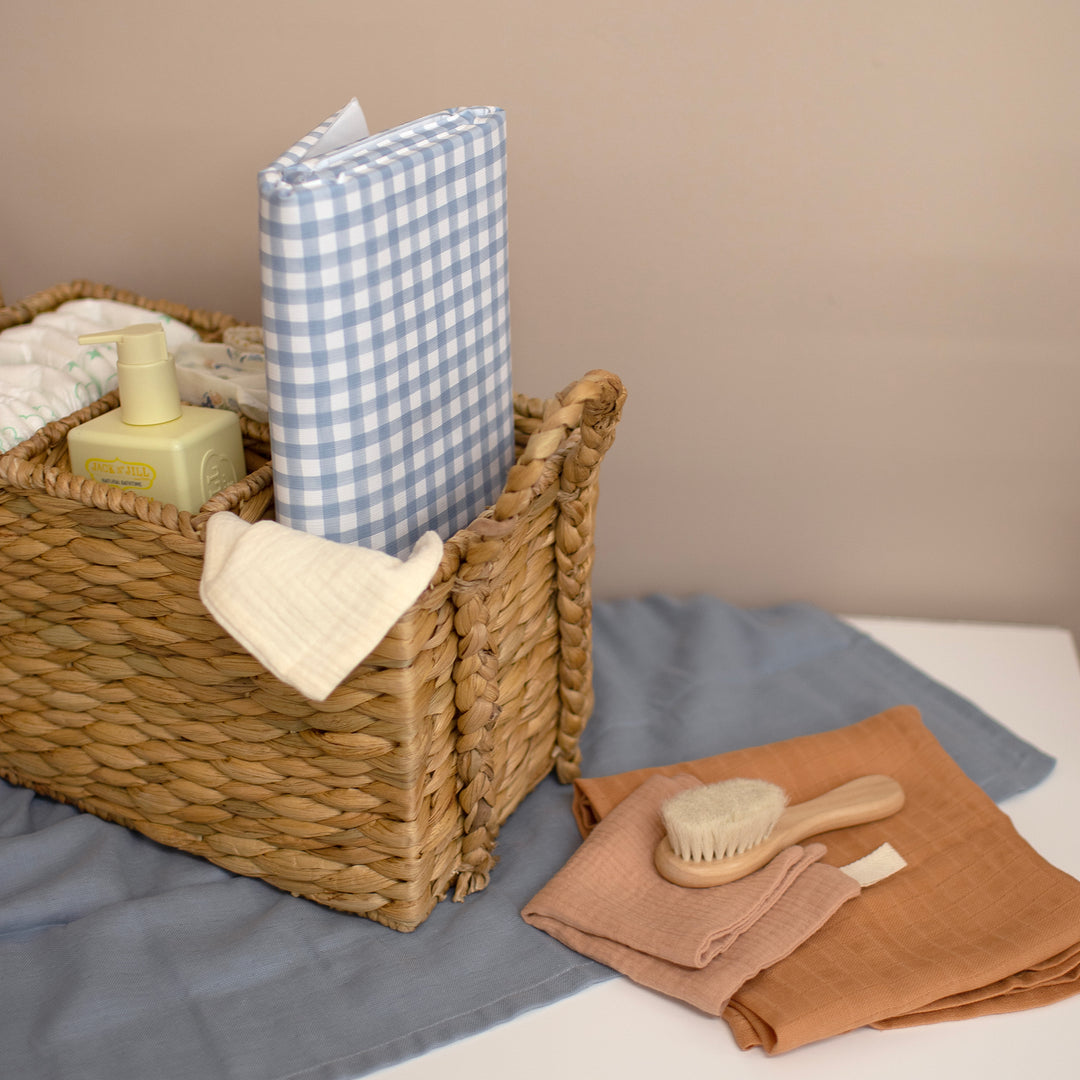 Mabel & Fox - Travel Changing Mat - Blue Gingham - Mabel & Fox