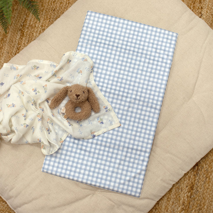 Mabel & Fox - Travel Changing Mat - Blue Gingham - Mabel & Fox