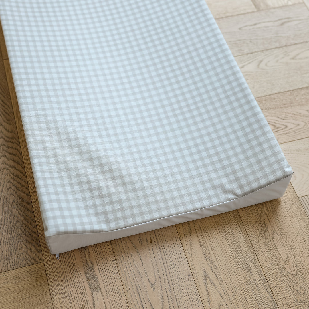 Mabel & Fox - Wedge Baby Changing Mat - Beige Gingham - Mabel & Fox
