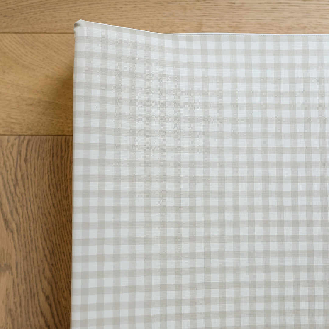 Mabel & Fox - Wedge Baby Changing Mat - Beige Gingham - Mabel & Fox