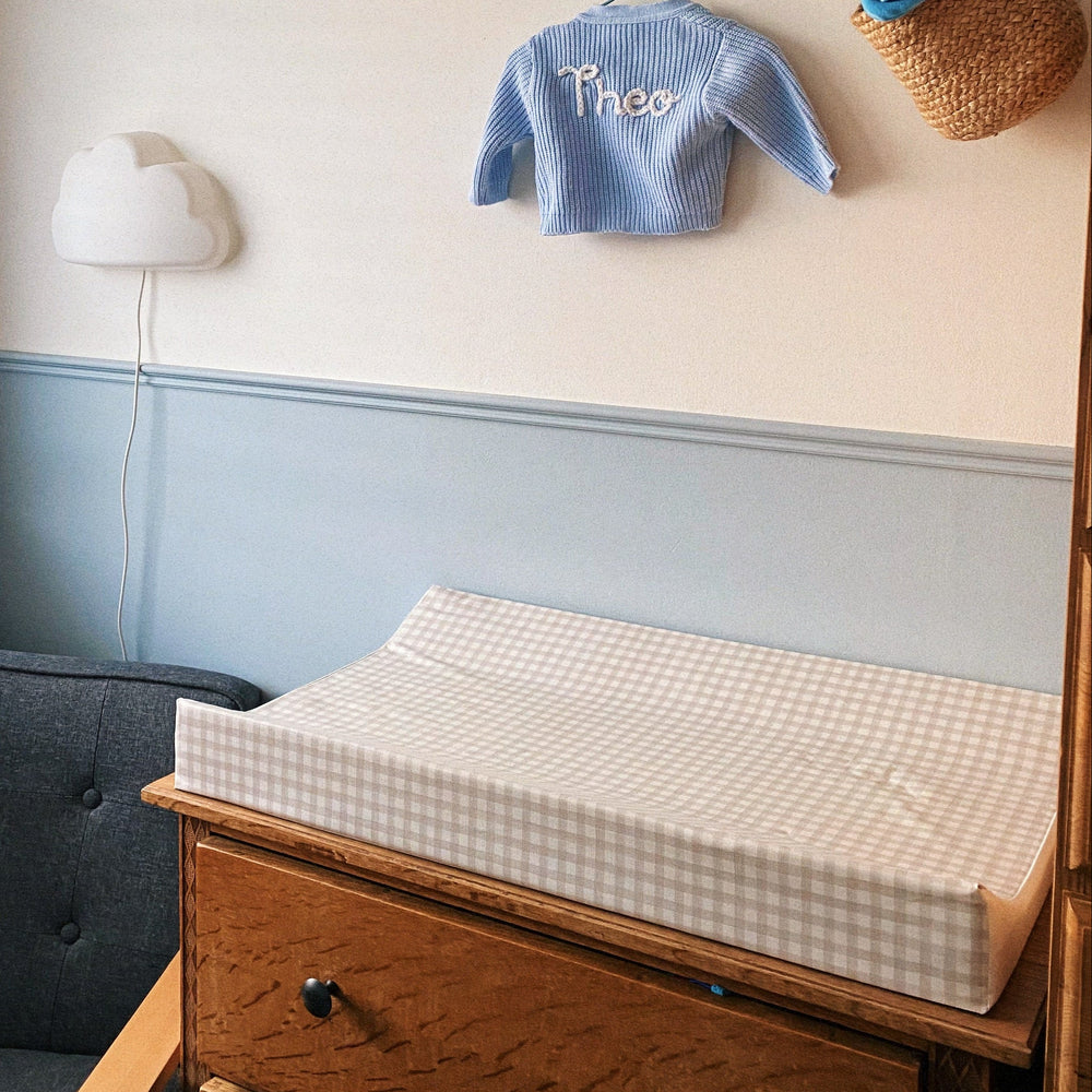 Mabel & Fox - Wedge Baby Changing Mat - Beige Gingham - Mabel & Fox