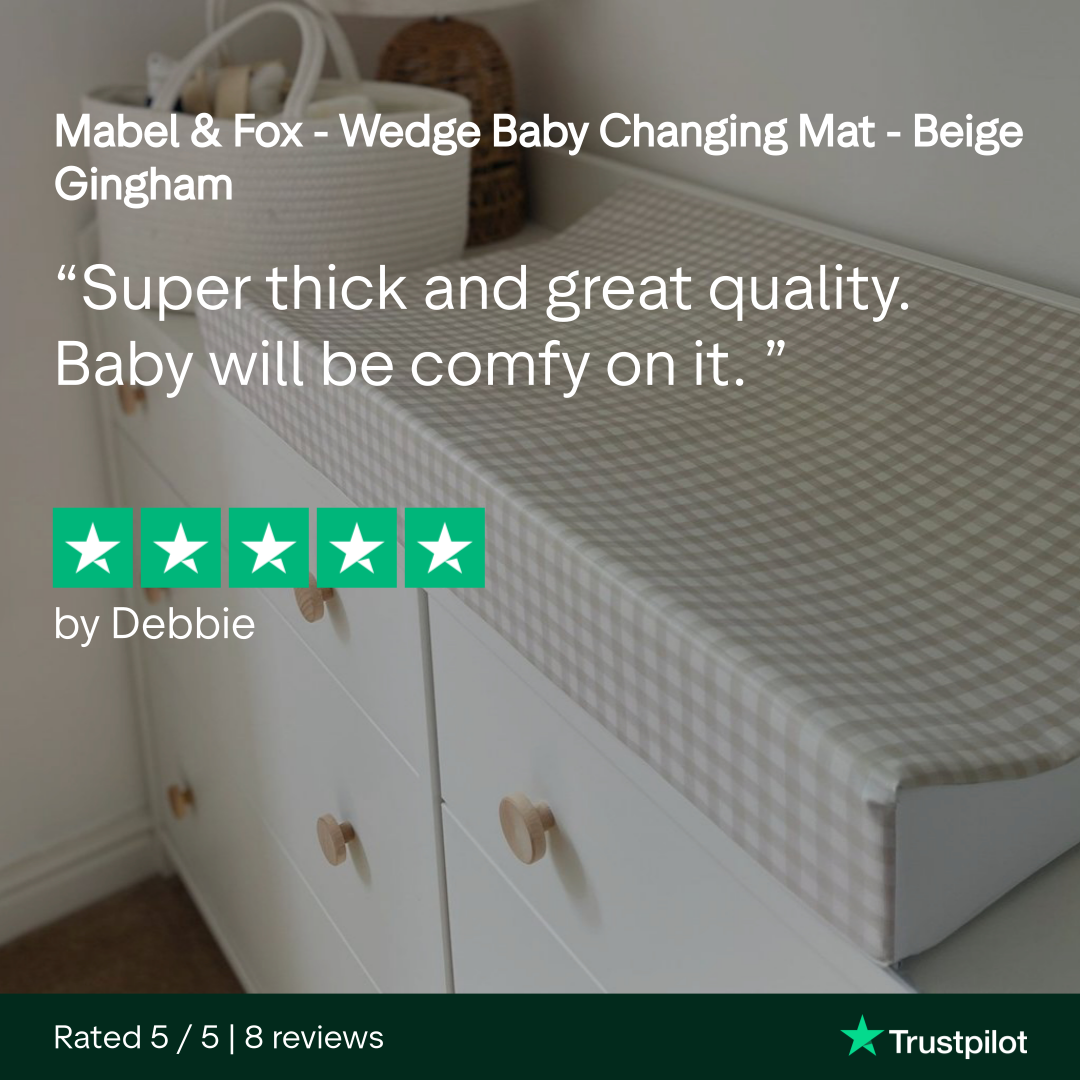 Mabel & Fox - Wedge Baby Changing Mat - Beige Gingham - Mabel & Fox