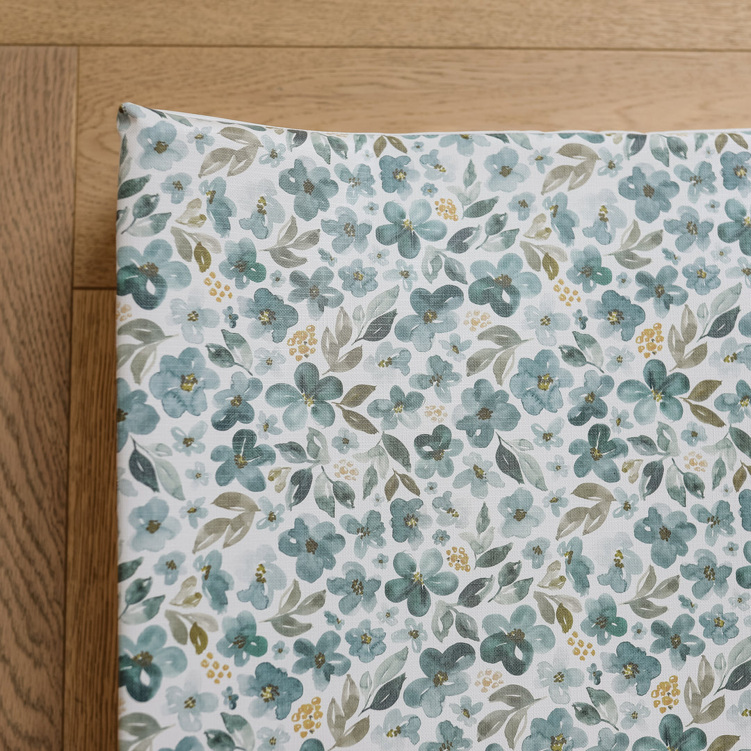 Mabel & Fox - Wedge Baby Changing Mat - Blue Blossom - Mabel & Fox
