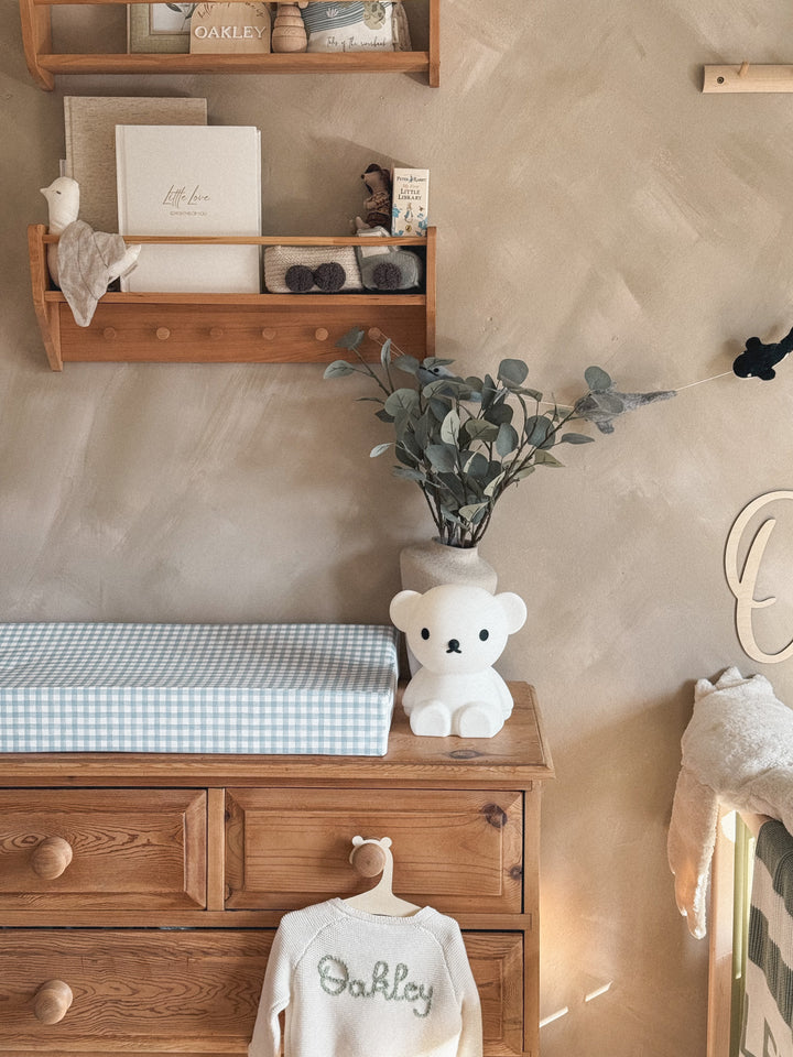 Mabel & Fox - Wedge Baby Changing Mat - Blue Gingham - Mabel & Fox