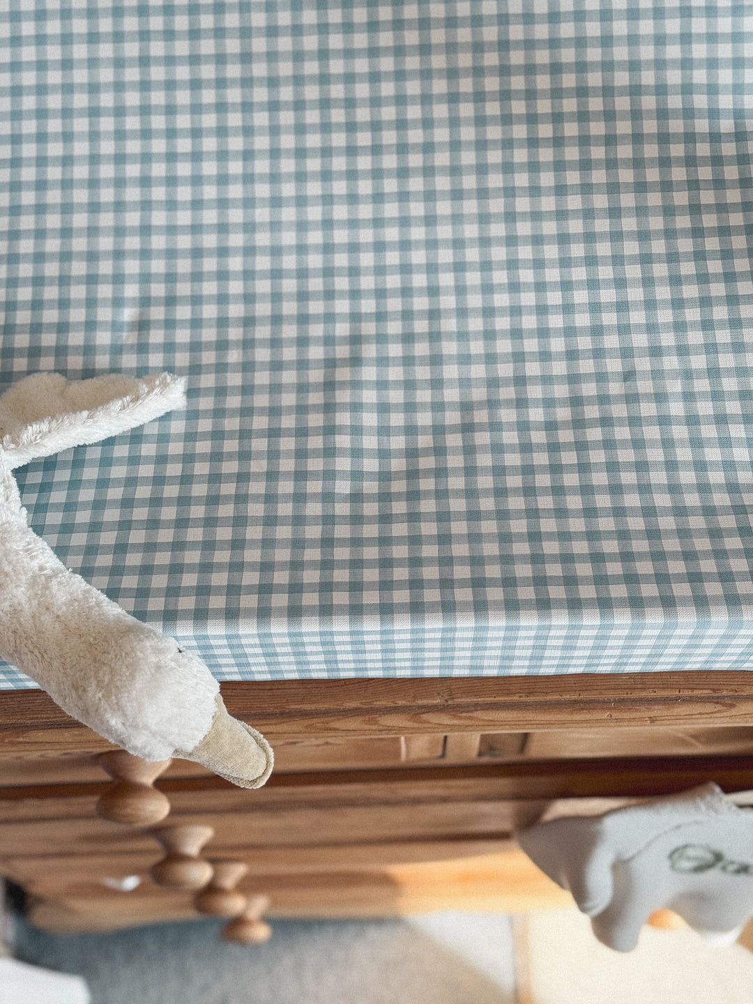 Mabel & Fox - Wedge Baby Changing Mat - Blue Gingham - Mabel & Fox