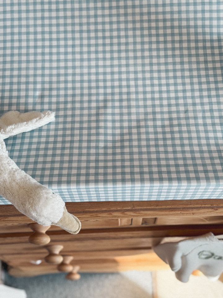 Mabel & Fox - Wedge Baby Changing Mat - Blue Gingham - Mabel & Fox