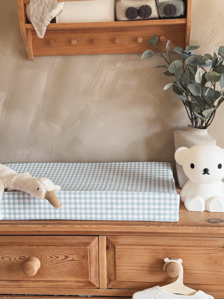 Mabel & Fox - Wedge Baby Changing Mat - Blue Gingham - Mabel & Fox