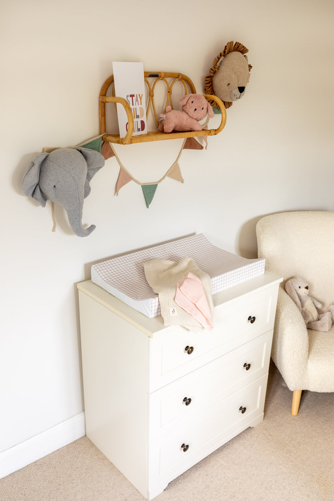 Mabel & Fox - Wedge Baby Changing Mat - Blush Gingham - Mabel & Fox