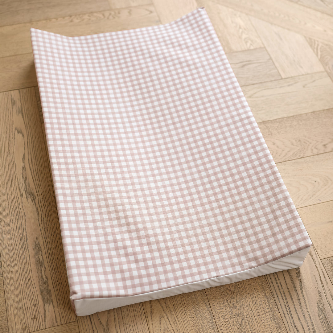 Mabel & Fox - Wedge Baby Changing Mat - Blush Gingham - Mabel & Fox