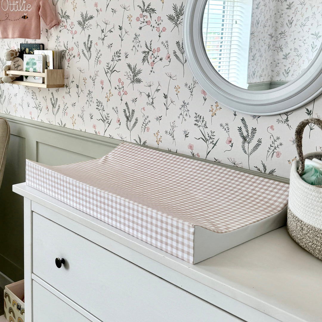 Mabel & Fox - Wedge Baby Changing Mat - Blush Gingham - Mabel & Fox