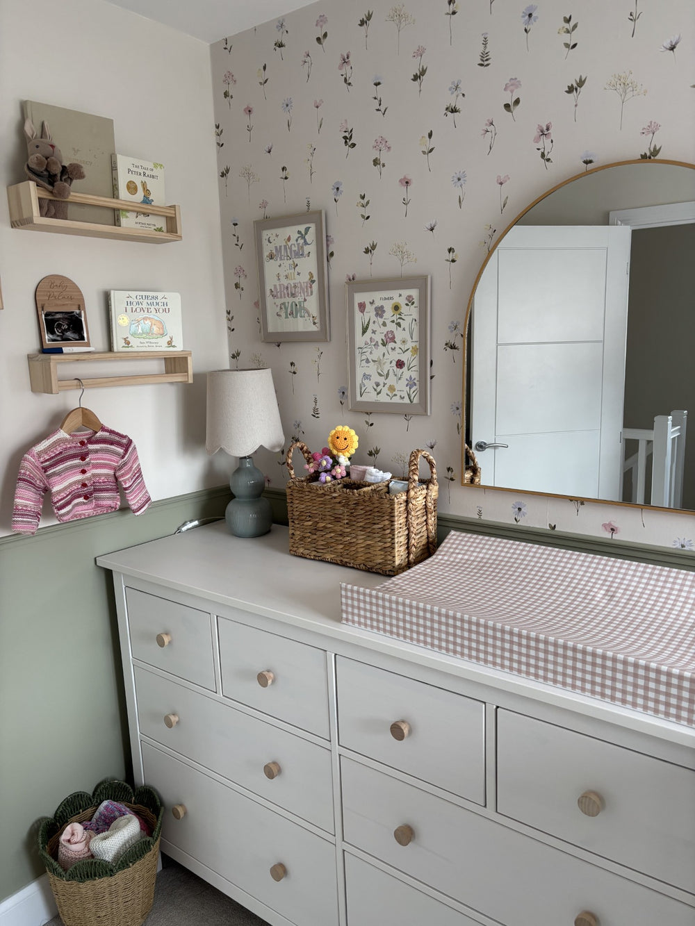 Mabel & Fox - Wedge Baby Changing Mat - Blush Gingham - Mabel & Fox