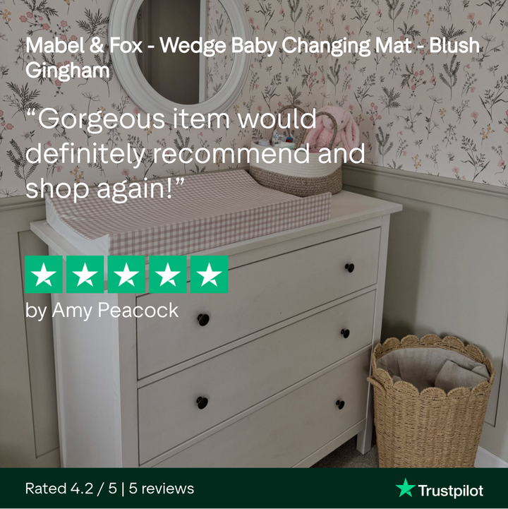 Mabel & Fox - Wedge Baby Changing Mat - Blush Gingham - Mabel & Fox