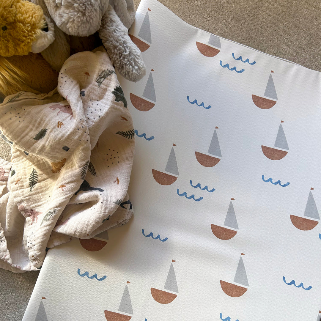 Mabel & Fox - Wedge Baby Changing Mat - Sail Away - Mabel & Fox
