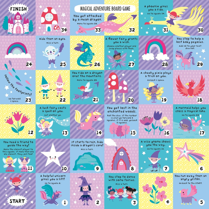 Magical Creatures Board Game Set - Includes 2 Games and Activity Book - Mabel & Fox