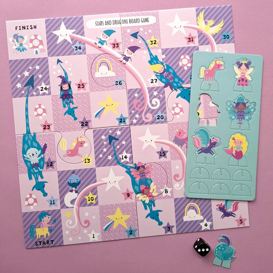 Magical Creatures Board Game Set - Includes 2 Games and Activity Book - Mabel & Fox