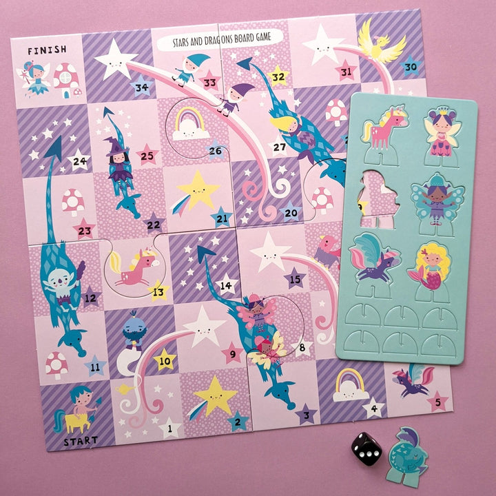 Magical Creatures Board Game Set - Includes 2 Games and Activity Book - Mabel & Fox