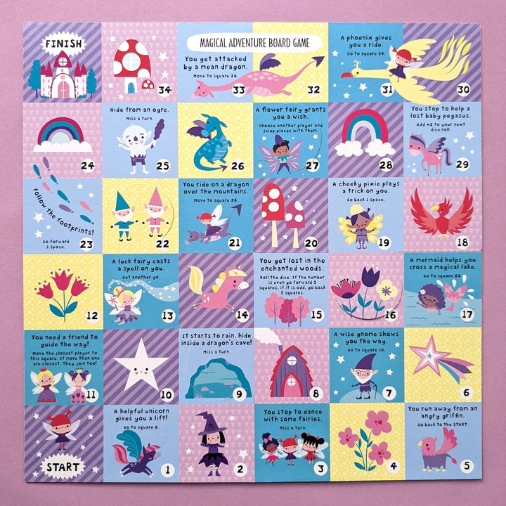 Magical Creatures Board Game Set - Includes 2 Games and Activity Book - Mabel & Fox