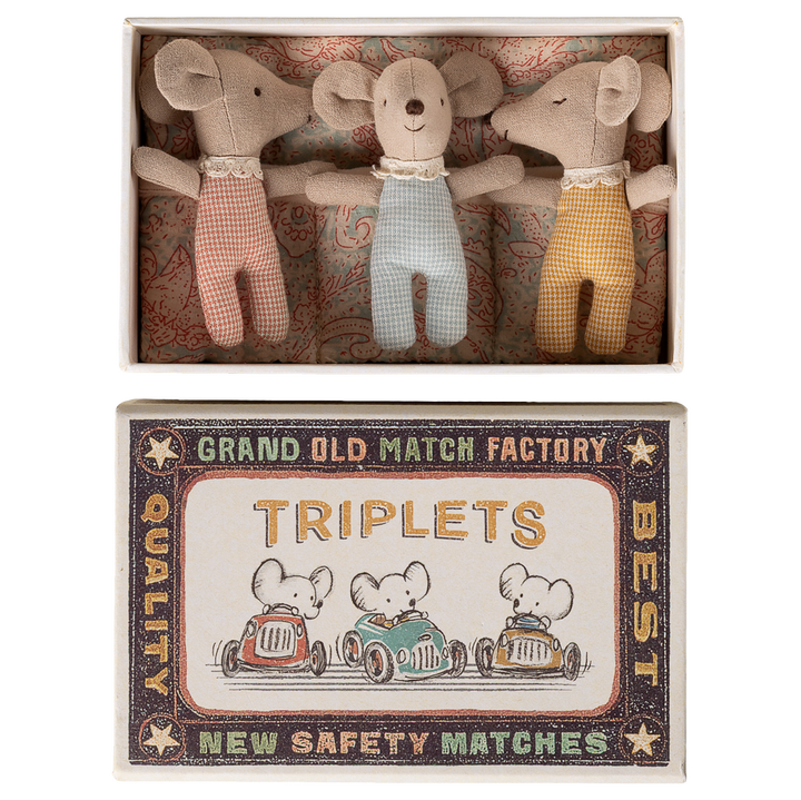 Maileg - Baby Triplet Mice in Matchbox - Mabel & Fox