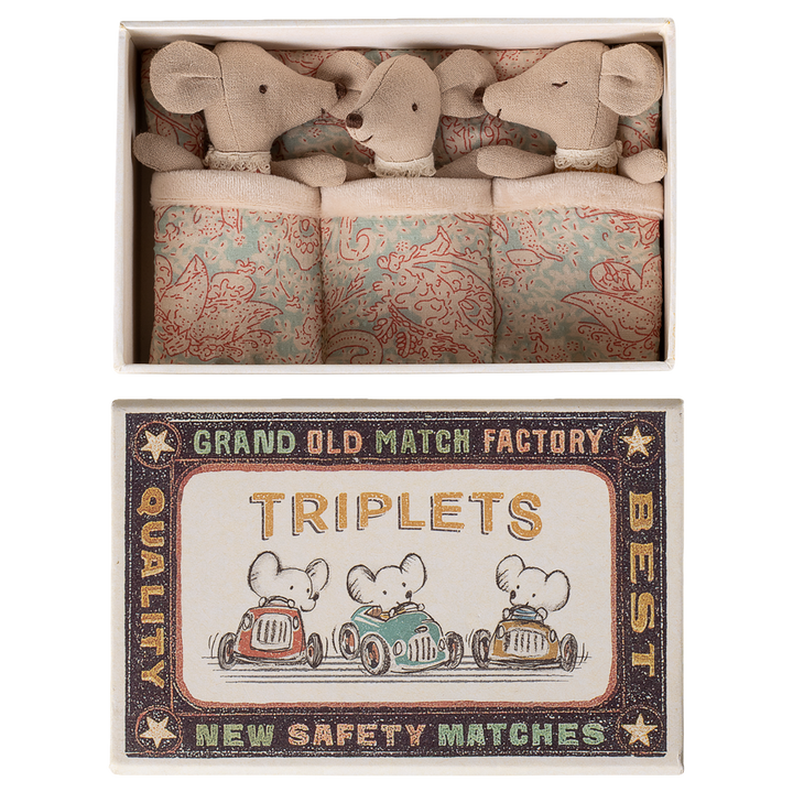 Maileg - Baby Triplet Mice in Matchbox - Mabel & Fox