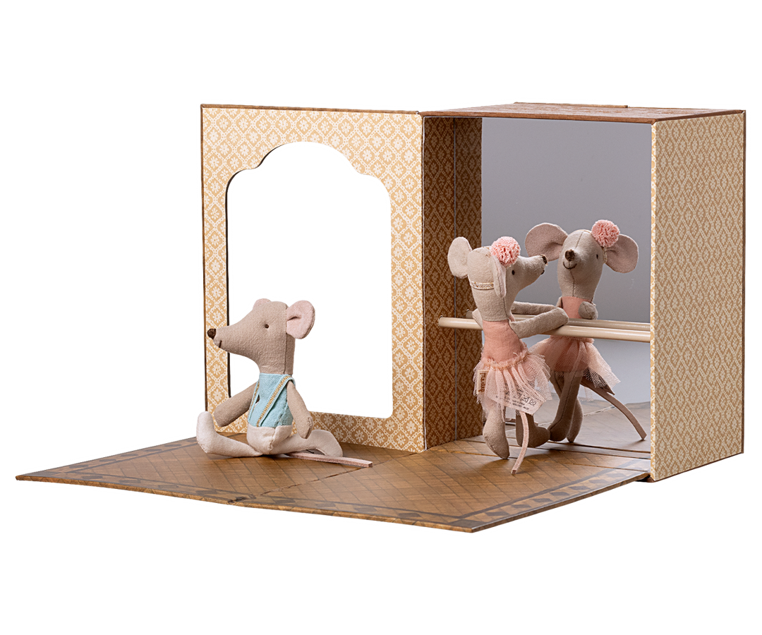 Maileg – Ballet Mice in Dance Studio - Little Sister & Brother - Mabel & Fox