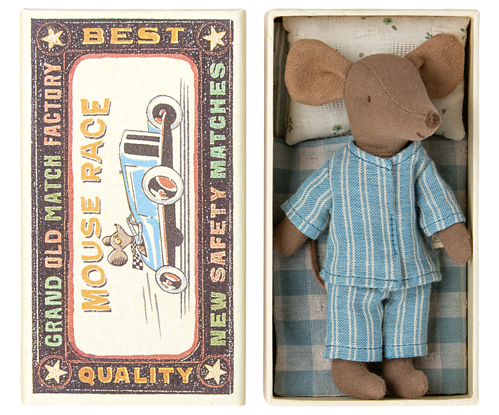 Maileg – Big Brother Mouse in Matchbox - Blue - Mabel & Fox