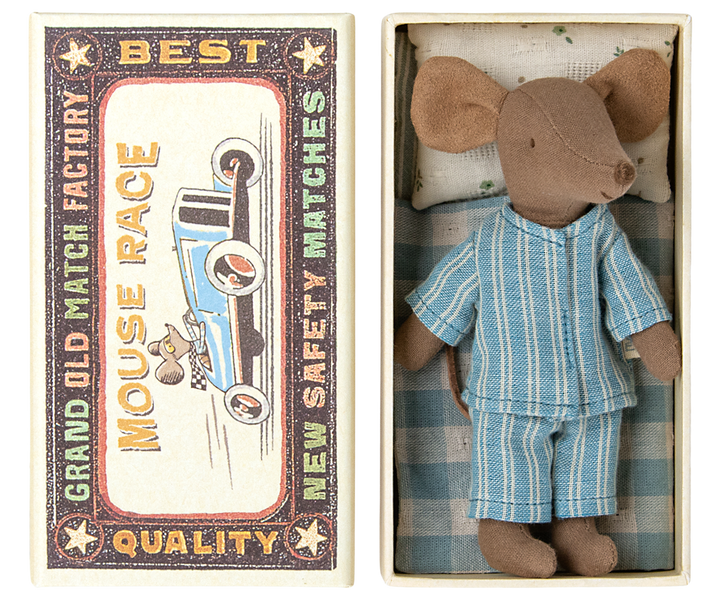 Maileg – Big Brother Mouse in Matchbox - Blue - Mabel & Fox