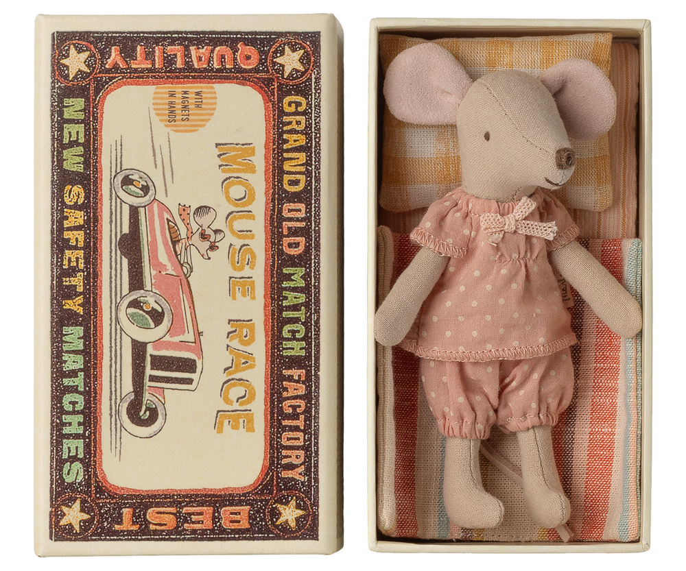 Maileg – Big Sister Mouse in Matchbox - Pink - Mabel & Fox