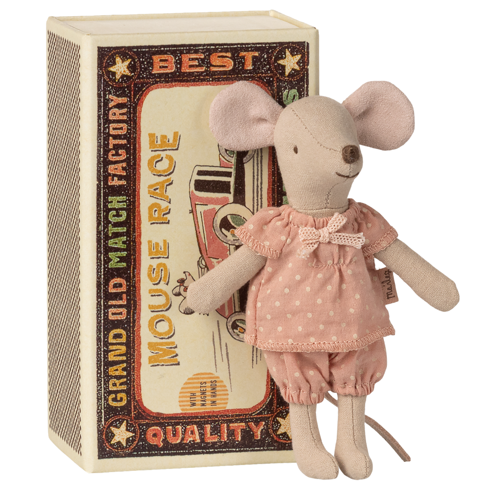 Maileg – Big Sister Mouse in Matchbox - Pink - Mabel & Fox