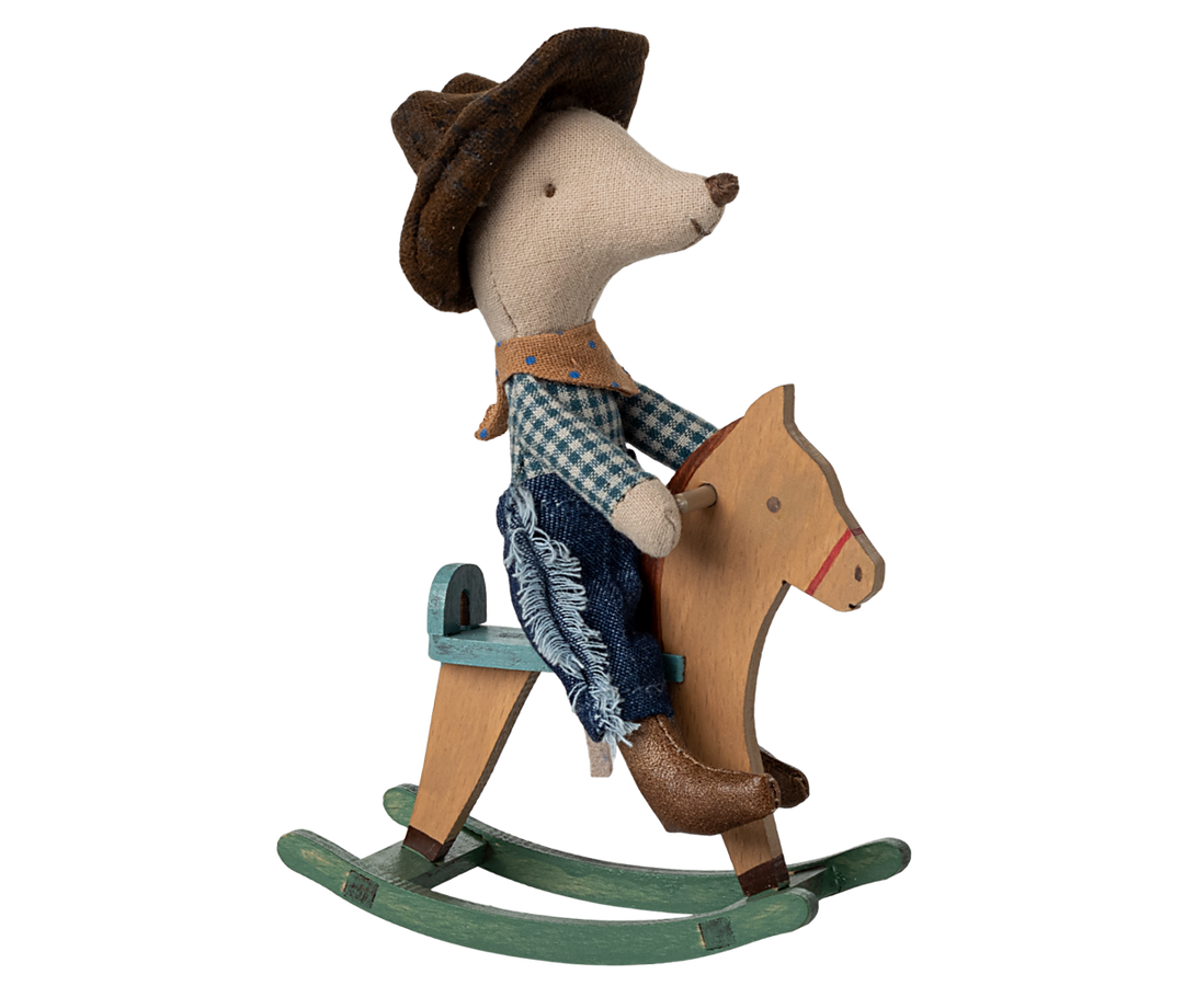 Maileg – Cowboy Mouse on Rocking Horse - Mabel & Fox