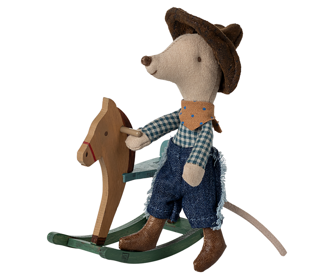 Maileg – Cowboy Mouse on Rocking Horse - Mabel & Fox
