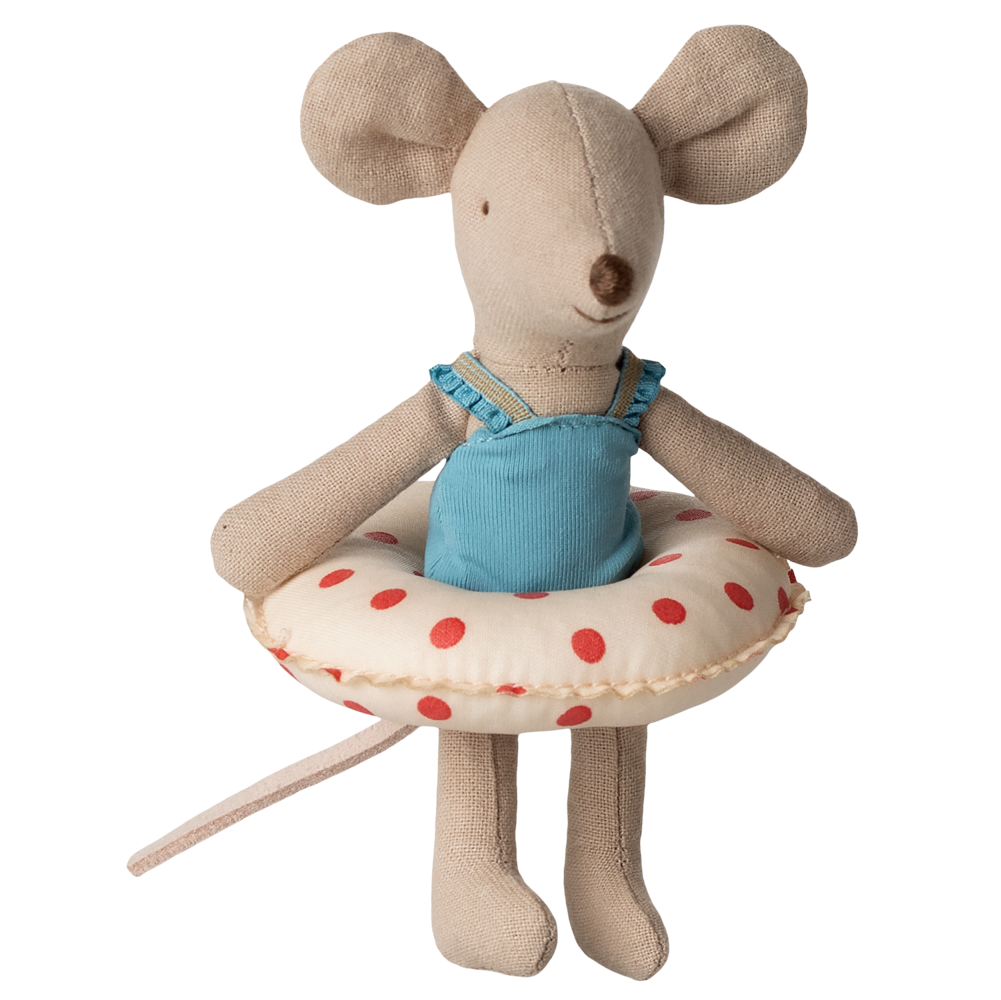 Maileg - Little Sister Beach Mouse with Float - Red Dots - Mabel & Fox