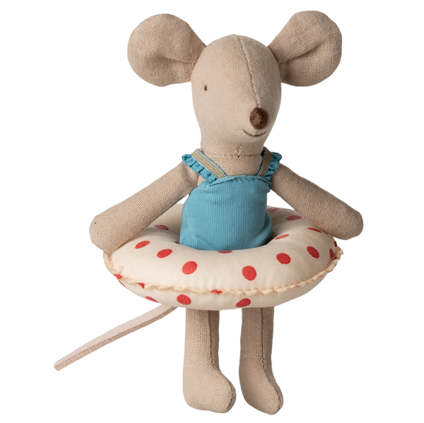 Maileg - Little Sister Beach Mouse with Float - Red Dots - Mabel & Fox