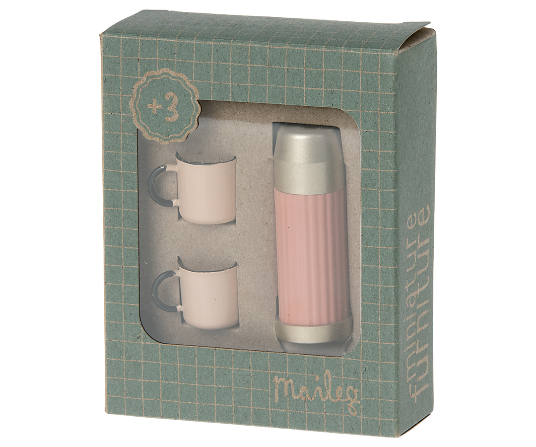 Maileg – Mouse Thermos with Cups - Soft Coral - Mabel & Fox