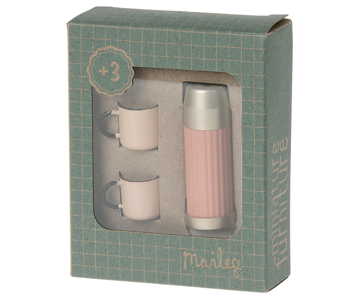 Maileg – Mouse Thermos with Cups - Soft Coral - Mabel & Fox