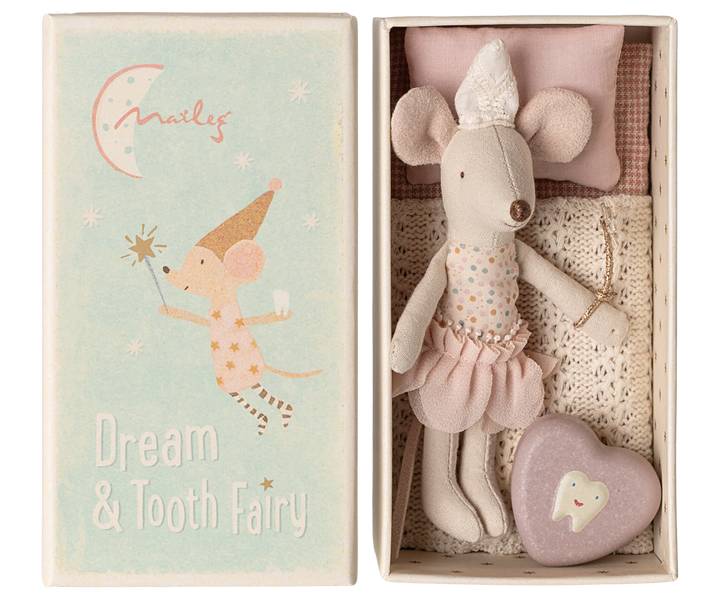 Maileg – Tooth Fairy Mouse in Matchbox - Little Sister - Mabel & Fox