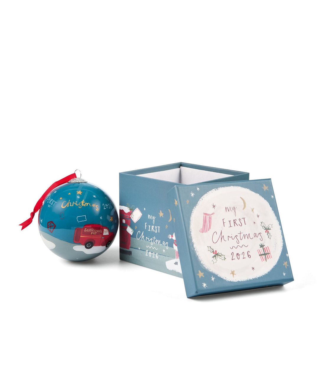 Mamas & Papas – Glass Christmas Bauble – My First Christmas 2026 Blue