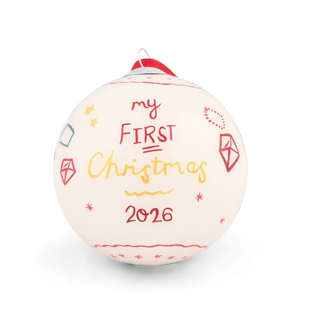 Mamas & Papas – Glass Christmas Bauble – My First Christmas 2026 Neutral