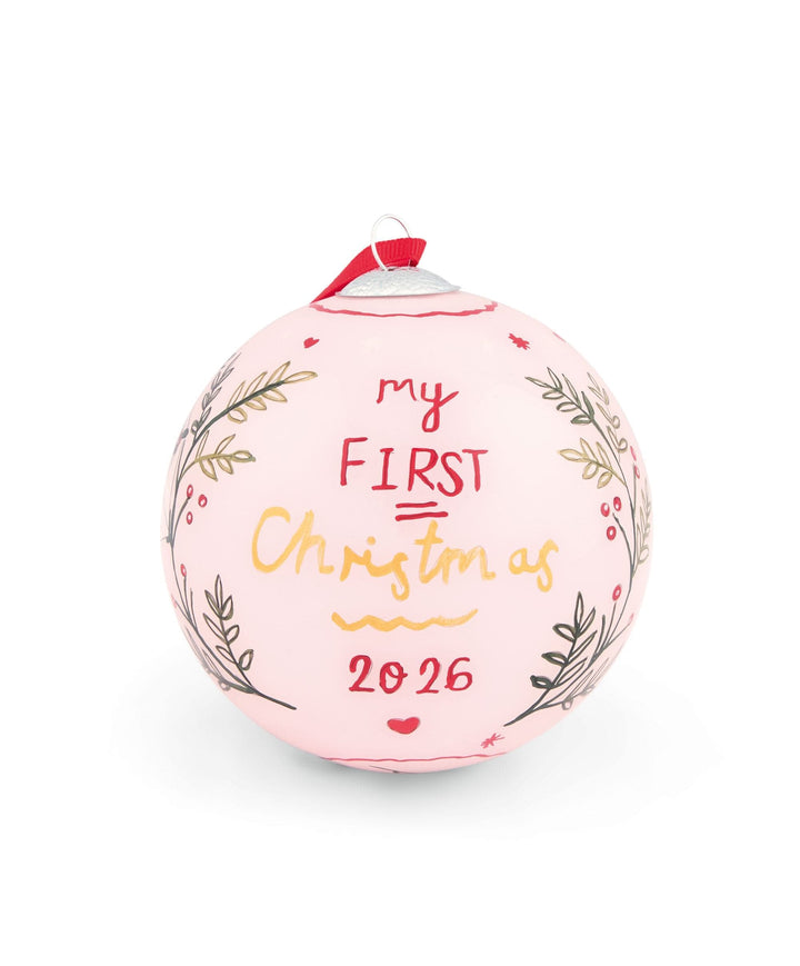 Mamas & Papas – Glass Christmas Bauble – My First Christmas 2026 Pink