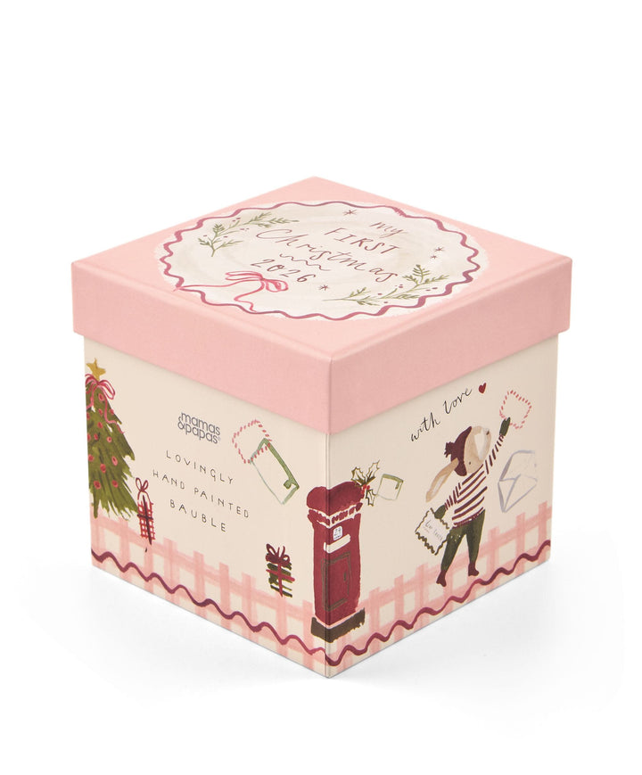 Mamas & Papas – Glass Christmas Bauble – My First Christmas 2026 Pink