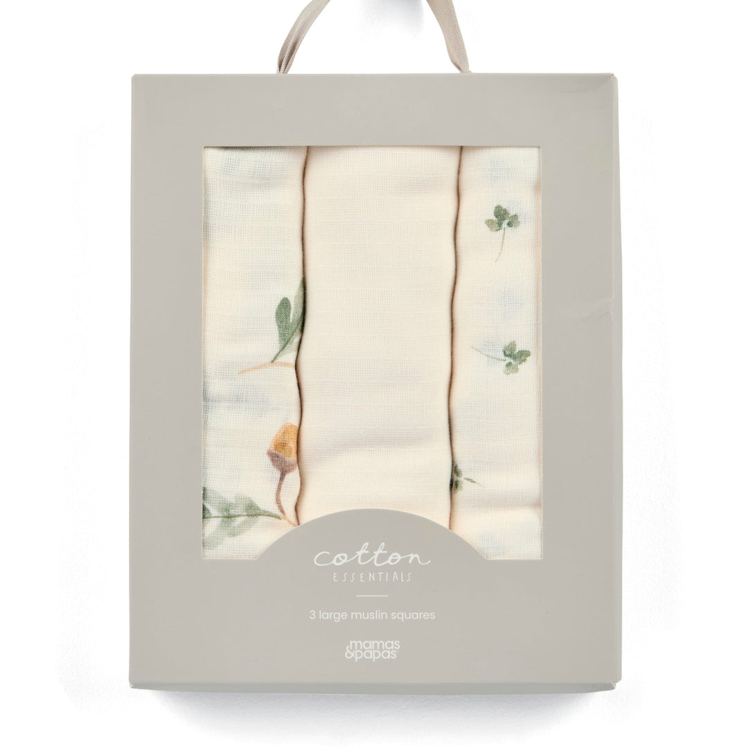 Mamas & Papas - Large Muslin Squares (Pack of 3) - Acorn/Clover