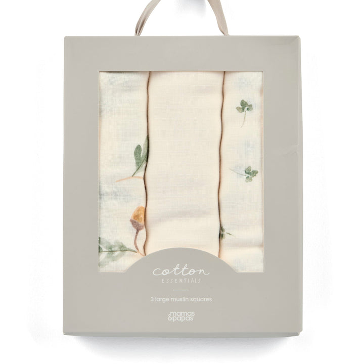 Mamas & Papas - Large Muslin Squares (Pack of 3) - Acorn/Clover