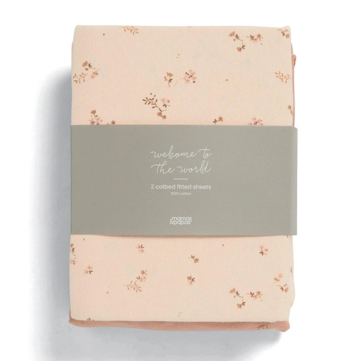 Mamas & Papas - Cotbed Fitted Sheets (2 Pack) – Welcome to the World Wildflower - Mabel & Fox